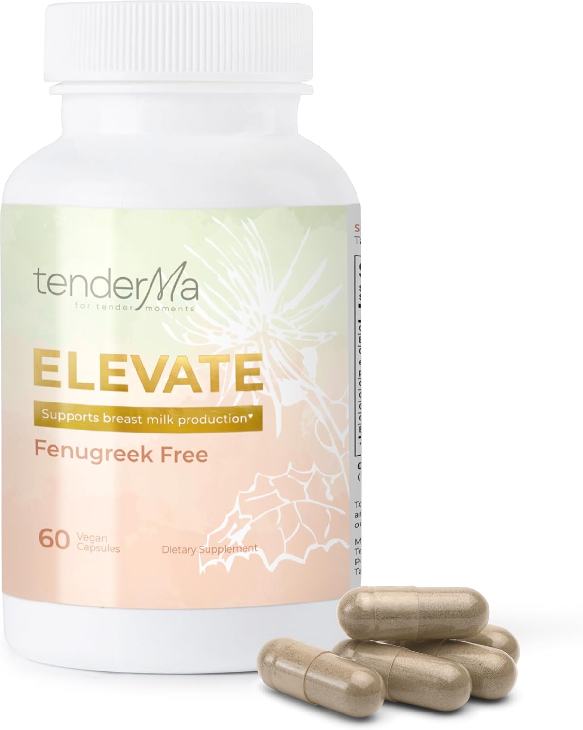 Elevate – Fenugreek-Free Lactation Supplement with Organic Goat’s Rue, Lion’s Mane, Blessed Thistle & Brewer’s Yeast – Vegan, Non-GMO Herbal Breastfeeding Support – 60 Capsules
