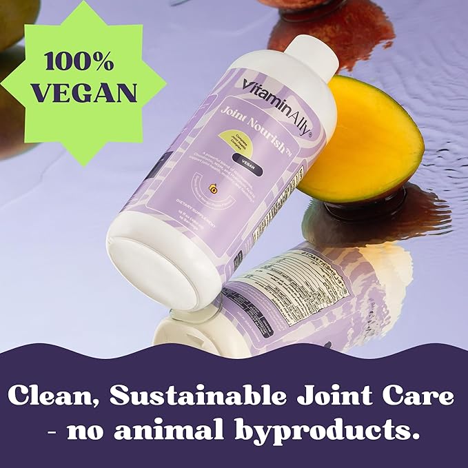 Joint Nourish – 100% Vegan Liquid Joint Supplement | Vegan Glucosamine, Chondroitin, MSM, Hyaluronic Acid & Vitamin C | Mango-Peach | Supports Joint Mobility, Cartilage & Skin | Sugar-Free,16 Servings
