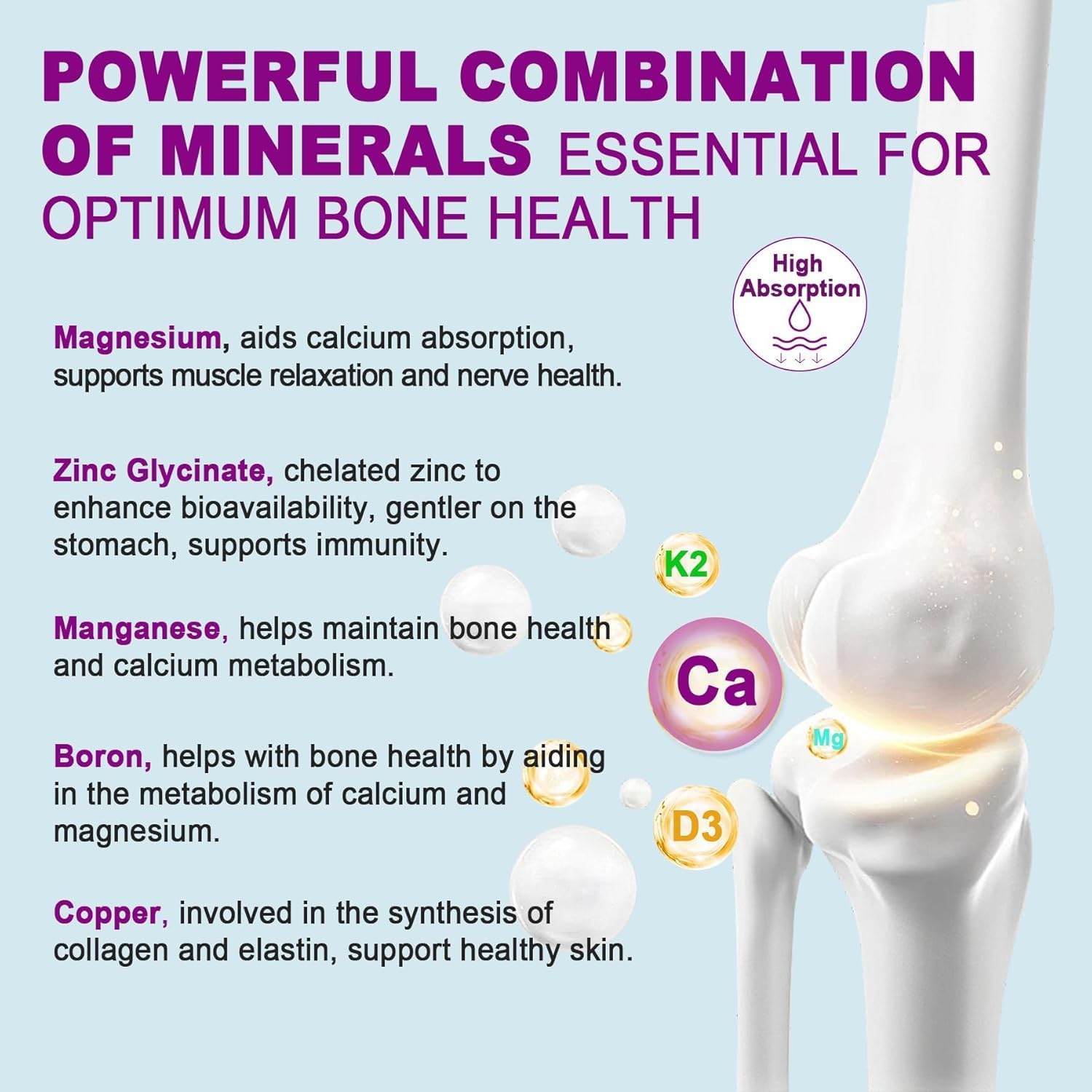 Sugar-Free Calcium Citrate Gummies 1000mg w/Vitamin D3 K2, Magnesium, Zinc, Boron, Manganese, Copper for Bone, Muscle & Immune, Ultimate Absorption Calcium Supplement for Women & Men - Vegan, 120 Cts