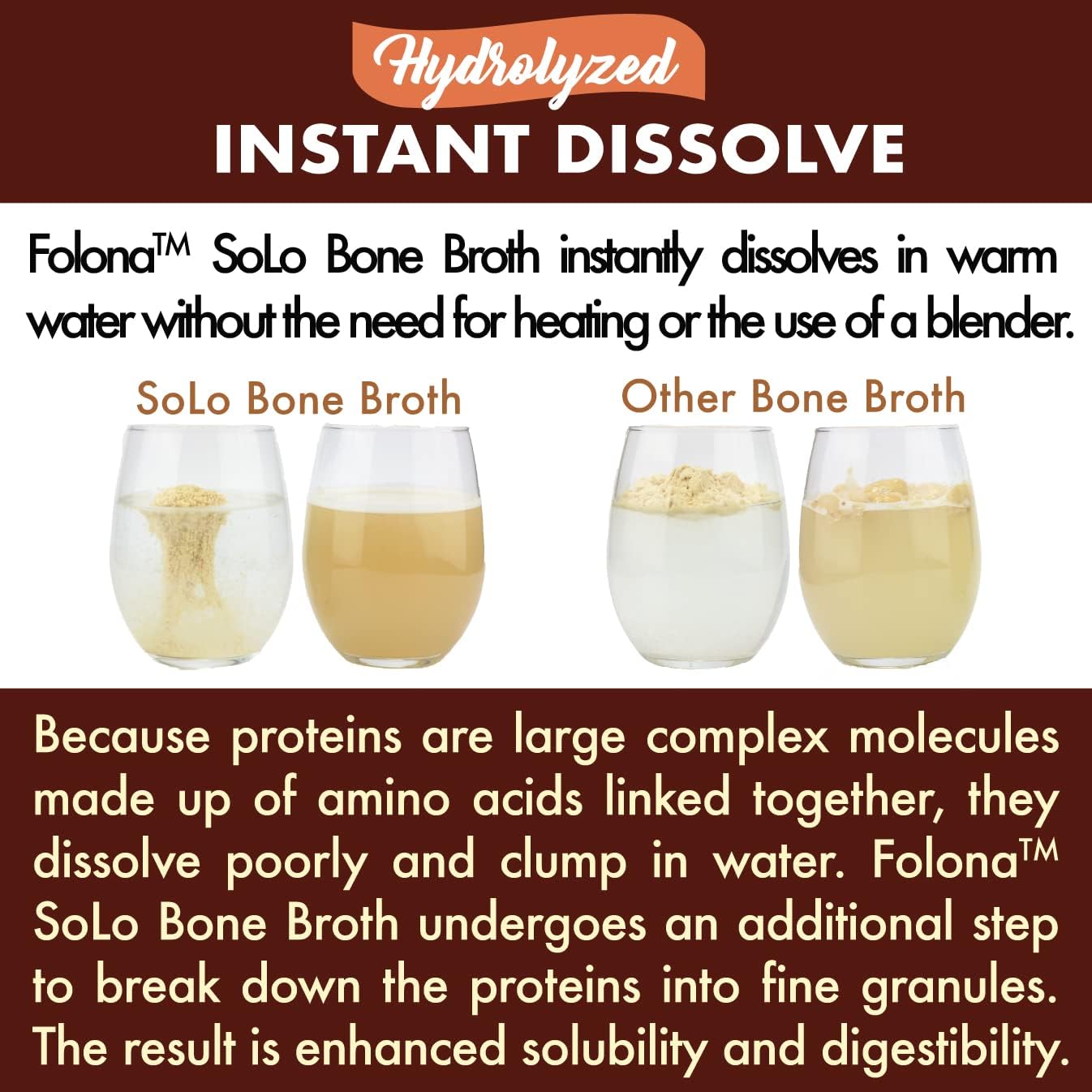 Solo Bone Broth Protein Collagen Powder Low Sodium, 16g Hydrolyzed Collagen Type I & III, for Healthy Skin, Nails, Hair, Joints & Digestion, Grass Fed, 1 lb (Canister - Net Wt. 1 lb. Powder)