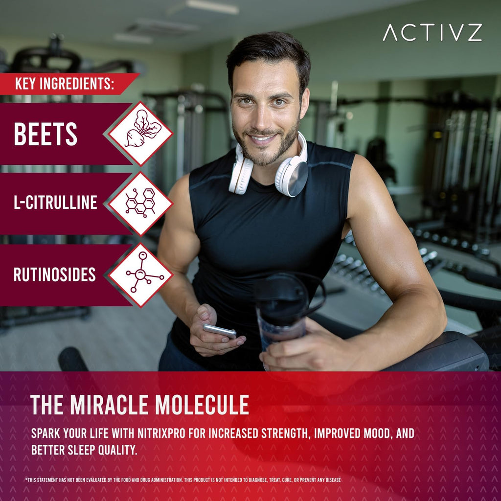ACTIVZ NitroxPro™ Drink Powder - Beets, L-Citrulline, Rutinosides, CyLoc Dextrin & DexKey for Nitric Oxide, Cardiovascular Support, 6.0 oz (171g)