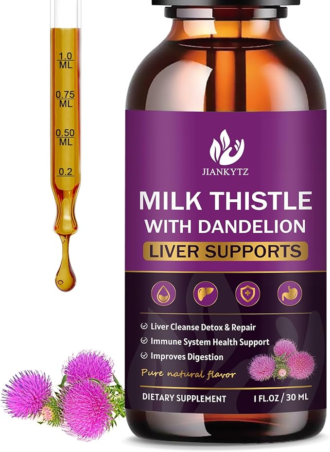 (1 Pack) Milk Thistle Supplement for Liver Cleanse Detox & Repair, Liver Detox Drops with Organic Milk Thistle Seed, Artichoke Extract, Dandelion, Turmeric and Vegan, Non-GMO, Gluten-Free - 1 Fl Oz