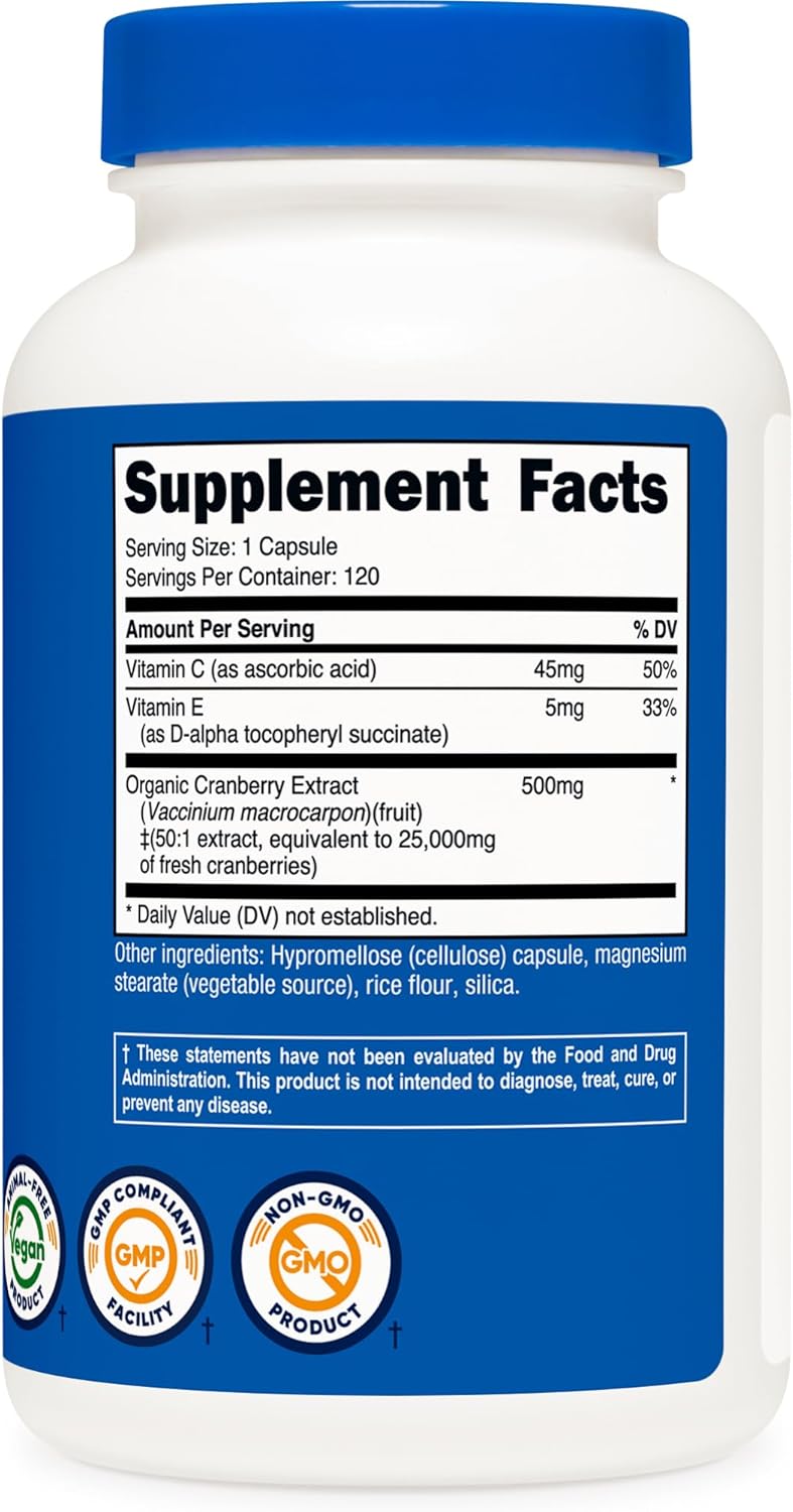Nutricost Cranberry Extract (25,000mg) (120 Capsules) with Vitamin C & Vitamin E