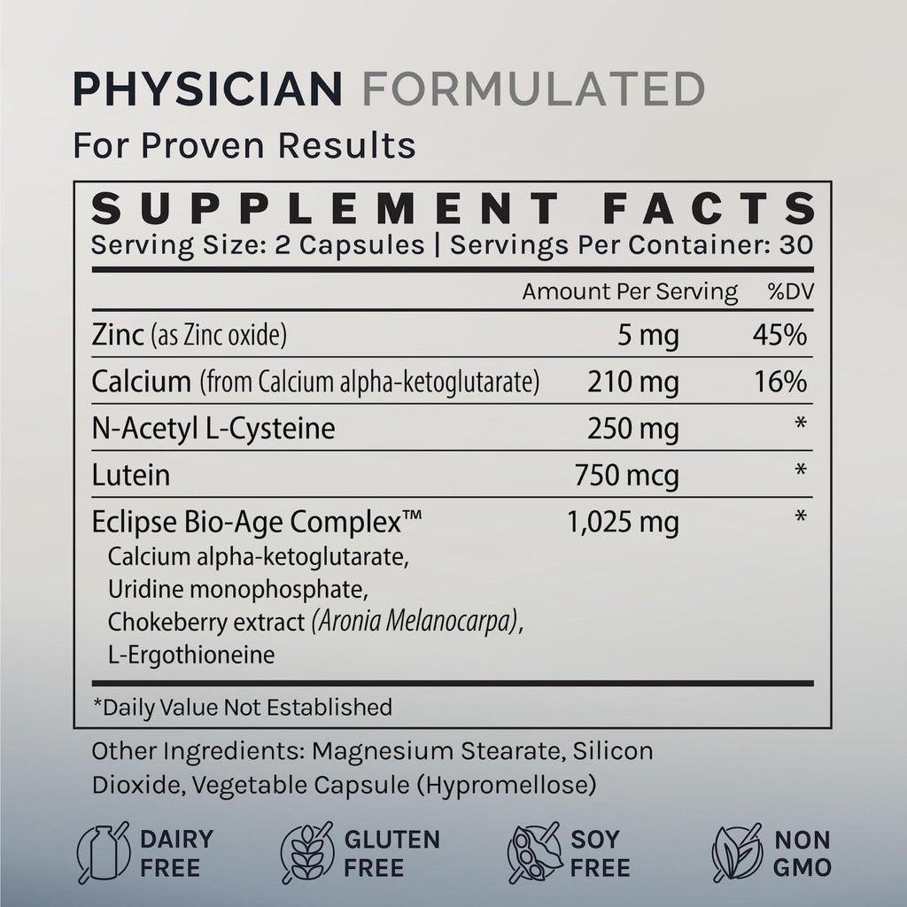 InfiniWell InfiniAge Longevity Supplements - Advanced Cellular Health Supplements with Lutein, N-Acetyl Cysteine (NAC) & Low Dose Zinc - Support Nutrient Sensing & Mitochondrial Health (30 Capsules)