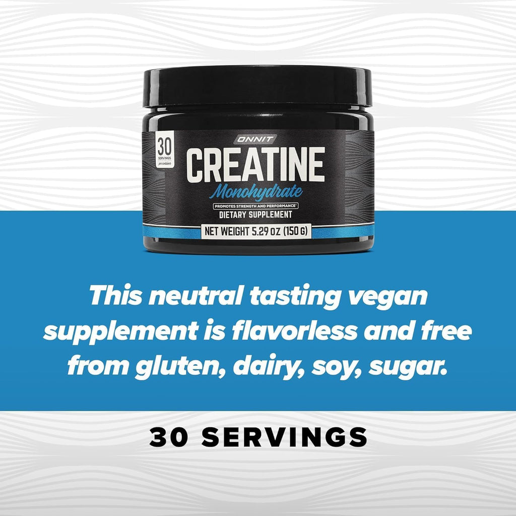 ONNIT Creatine Monohydrate Powder – 5g Premium Creatine for Muscle Strength, Power & Lean Mass, Supports Brain Health & Cellular Energy, Unflavored, 30 Servings, 5.29 oz (2-Pack)