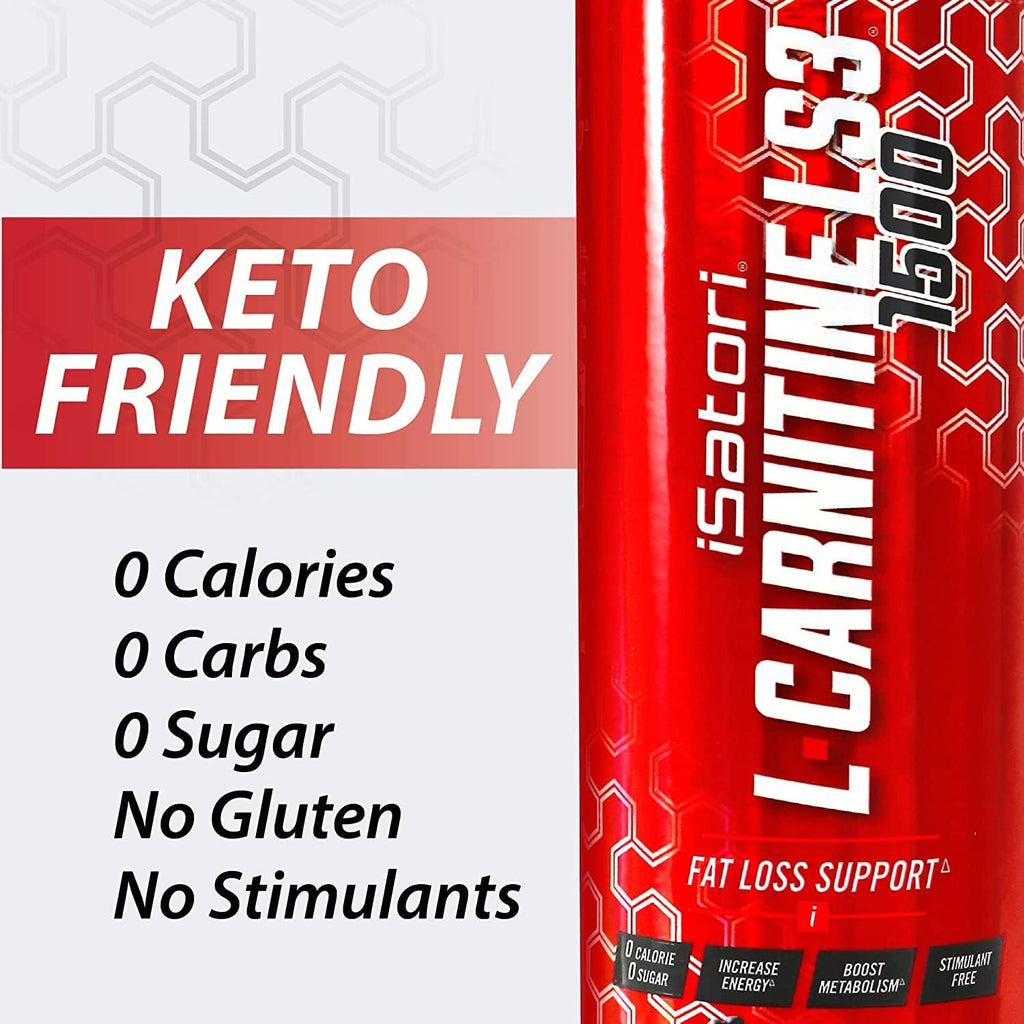 iSatori L-Carnitine LS3 3000, Triple-Blend Liquid L Carnitine Supplement, with Acetyl & Tartrate, Stimulant Free Energy, No Calories, Sugar or Gluten, Keto-Friendly, Lemon Lime (32 Servings)
