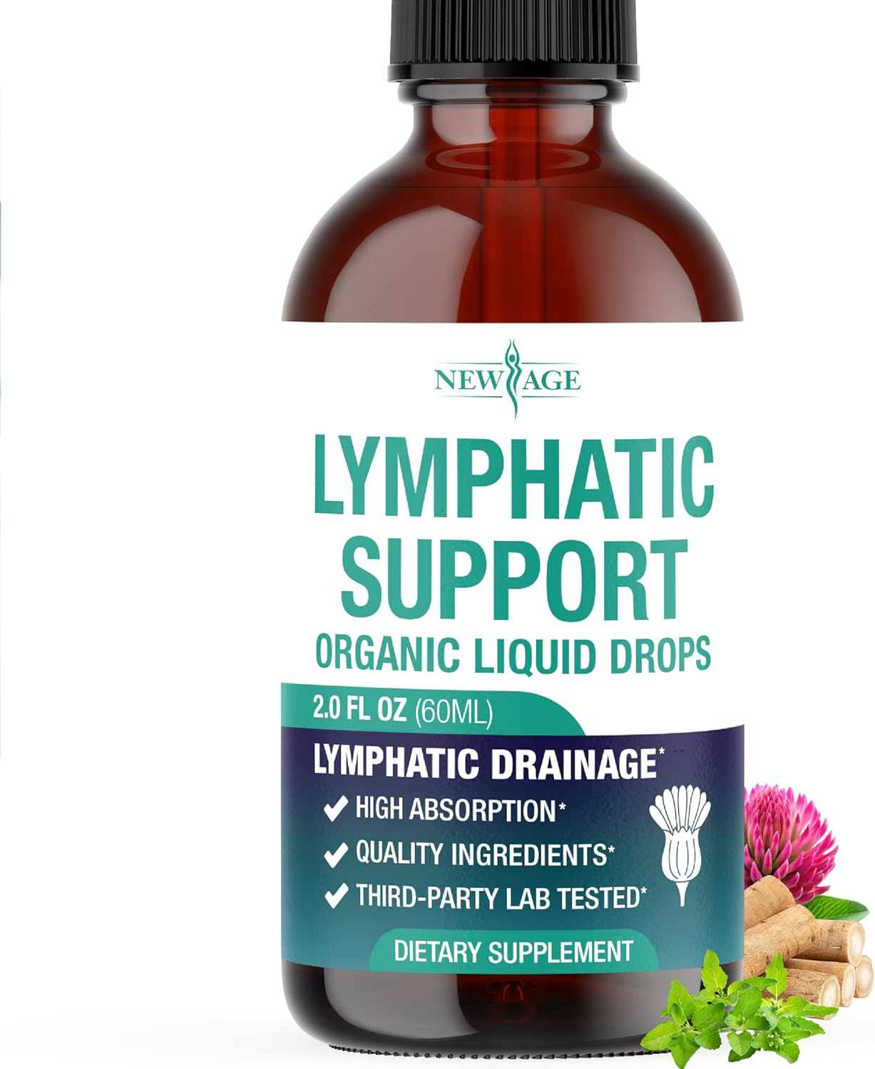 Organic Lymphatic Drainage Drops - All in 1 Organic Lymphatic Drainage Supplement with Burdock Root, Echinacea, Elderberry, Calendula, Cleavers Herb, Dandelion Supports Lymphatic Health - 2 OZ