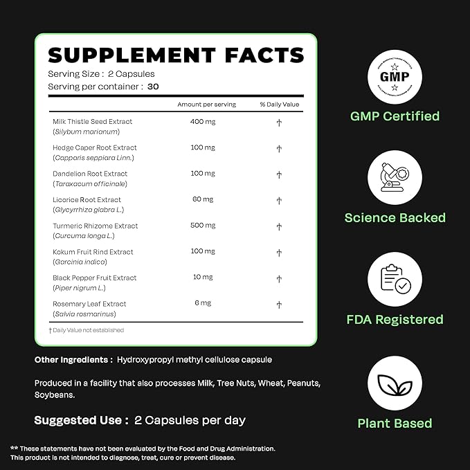 Auric Herbal Liver Support Supplement | Milk Thistle (Silymarin), Turmeric, Garlic, Ginger for Liver Health | Advanced Detox & Cleansing Formula for Active Liver | 60 Capsules