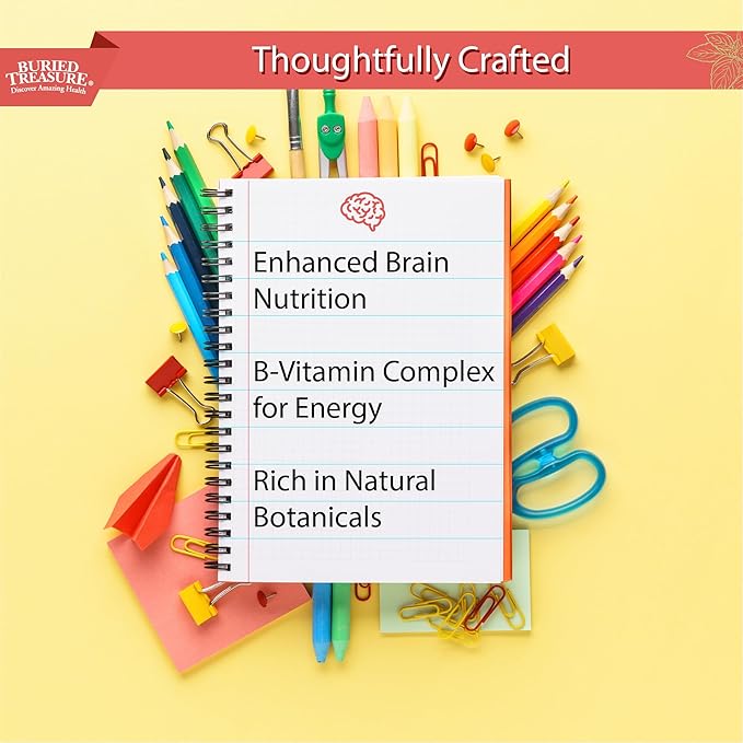 Buried Treasure - Added Attention - Children's Learning Support with GABA DHA Vitamin B and Herbal Blend - Aid Healthy Brain Functions - Improved Short-Term Auditory Memory Focus & Behavior 16.54 oz