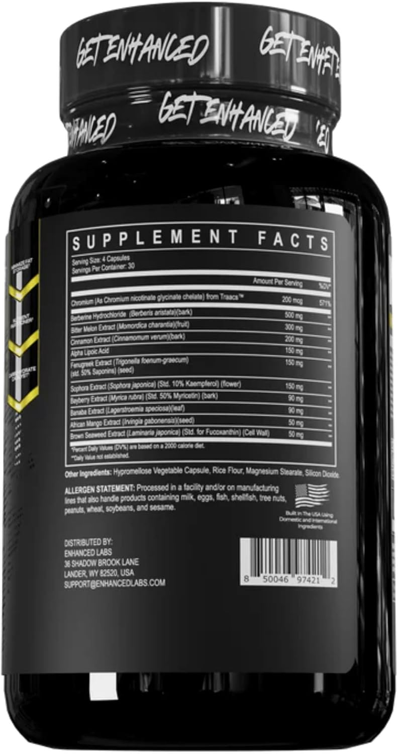 Enhanced Labs SLIN Nutrient Partitioner Supplement, Build Muscle Eliminate Carb Fear, 120 Capsules