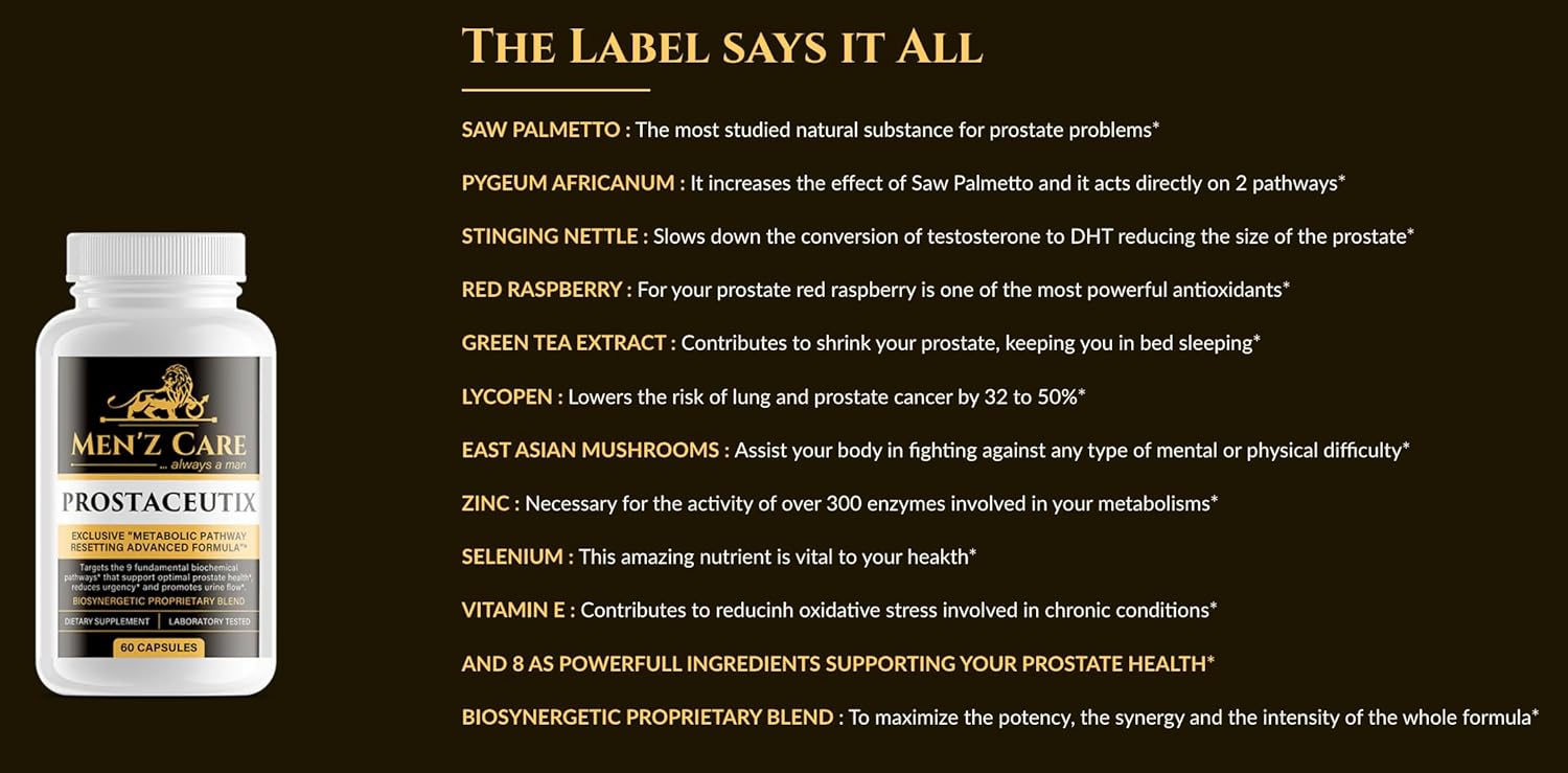 New Generation Supplement for an Enlarged Prostate – Targets The 9 Fundamentals Metabolic Pathways - Reduce Urgency, Promote Urine Flow – All Organic & Natural. 60 Cap.(1 mo. Supply for a Free Life)