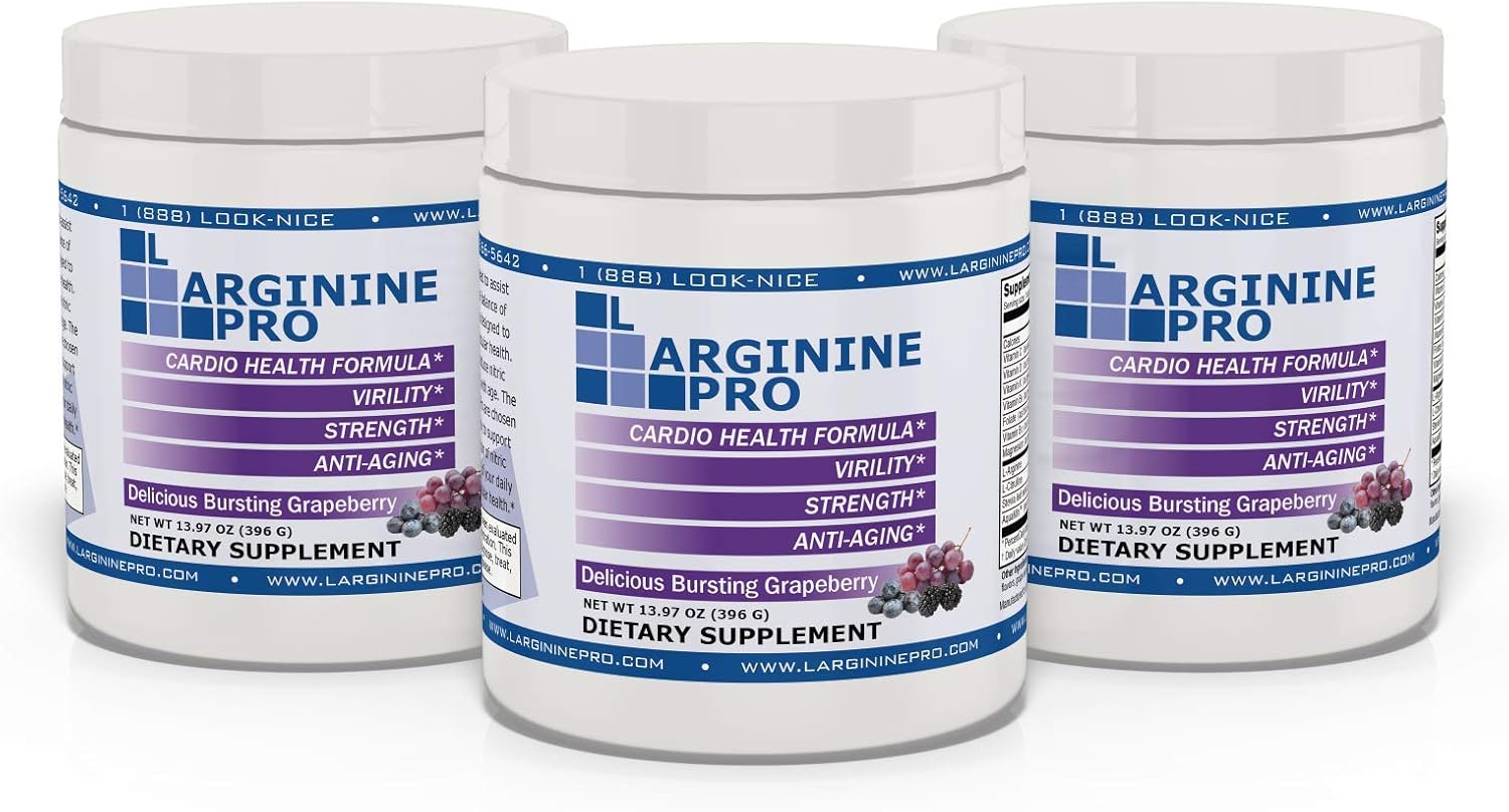 L-ARGININE PRO | 5,500mg L-Arginine Plus L-Citrulline 1,100mg Grape Powder Drink Mix Supplement for Increased Nitric Oxide Production