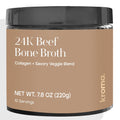 Kroma 24K Beef Bone Broth Powder - 10 Servings Jar, 7.8 Oz – 100% Grass Fed Gluten Free Powder - Collagen-Rich High Protein Broth w/Organic Ingredients - Animal Based Protein for Gut Health & Joint Support