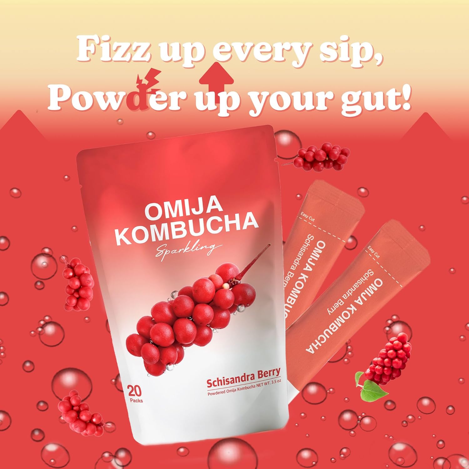 DALAMHARI Kombucha Powder | Schisandra Berry Omija 20T | Kombucha Drink Probiotic Soda Urban Kombucha Synergy Scoby Kombucha Starter Kit Adaptogen Drink Health Ade Kombucha Tea Bubbly