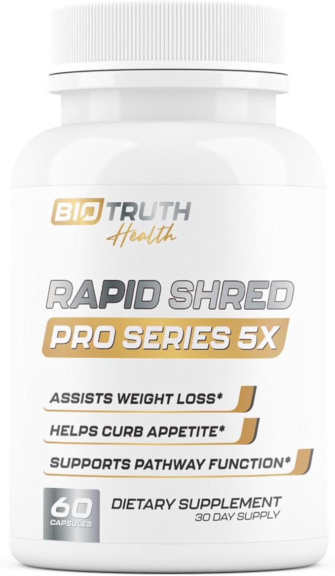 Rapid Shred Pro Series 5X | Supports GLP-1 Pathway Function | Weight Loss Pills for Women & Fat Burner for Men + Appetite Suppressant Supplement | 3rd Party Tested Formula - 60 Capsules