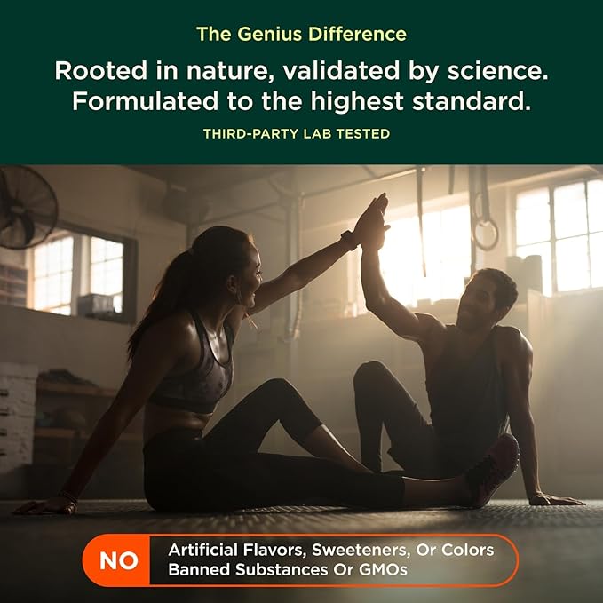 The Genius Brand Genius Eternal - Cellular Repair Supplement for Daily Clarity - Supports Brain Health, Endurance, Energy, Focus, Memory & Vitality - Non-GMO - 60 Veggie Capsules