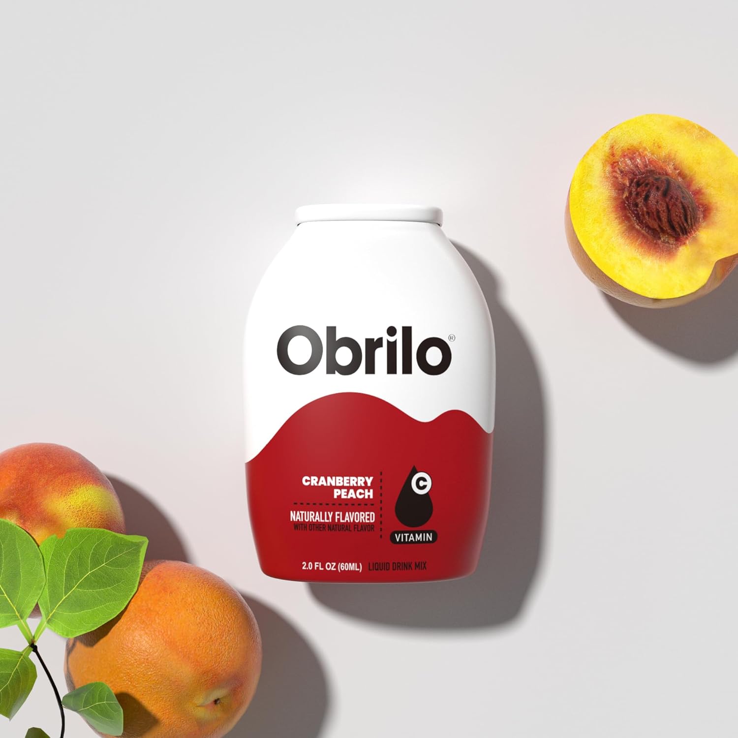 Obrilo Water Enhancer Liquid Flavoring Drops - ZERO Sugar/Calorie, Dye Free, Naturally Flavored Drink Syrup, 2.0 fl oz x 5 Bottles for Kids & Adults (Cranberry Peach)