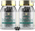 Thyroid Supplement – TriDexThyro™ Raw Desiccated Thyroid Complex 375 mg with Bovine, Porcine & Ovine –120 Capsules for Women and Men（2 Pack）