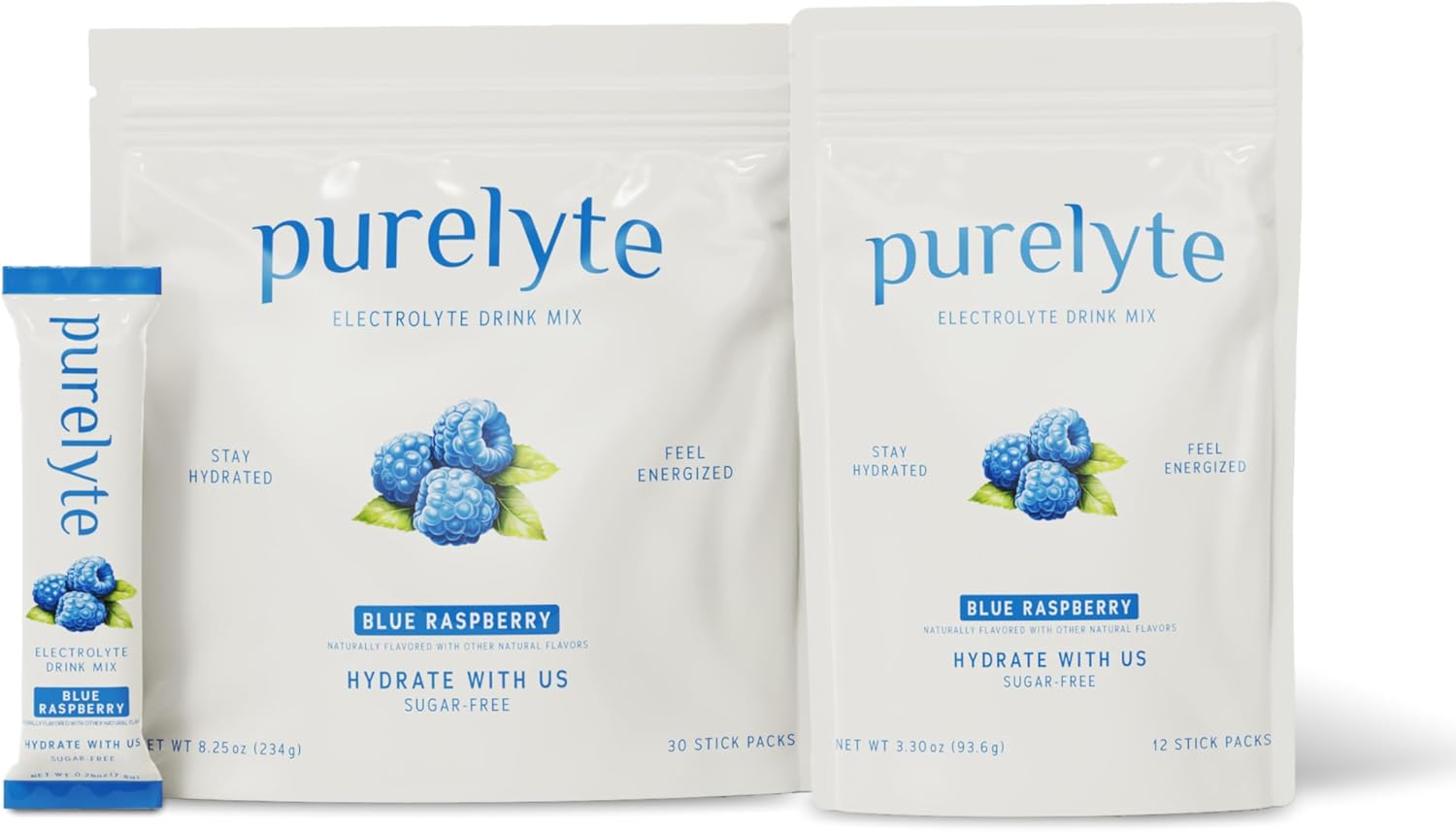 Electrolyte Drink Mix – Sugar-Free Hydration Powder Packets – Clean Electrolytes with Trace Minerals – Keto, Vegan, Gluten-Free – No Artificial Sweeteners – 12 Sticks – Blue Raspberry