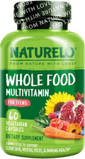 NATURELO Teen Multivitamin - Whole Food Multivitamin - with Minerals for Teenage Boys & Girls - Supplement for Active Kids - Non-GMO - Vegan & Vegetarian - 60 Capsules