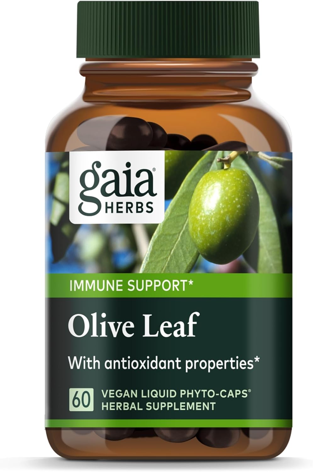 Gaia Herbs Olive Leaf - Traditional Immune Health Support - Immune System Supplement with Olive Leaf Extract and Oleuropein - 60 Vegan Liquid Phyto-Caps