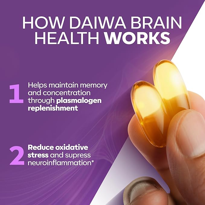 DAIWA Brain Health Omega-3 Supplement for Memory, Focus & Cognitive Wellness | Hokkaido Scallop Oil (HSOP) | Advanced Phospholipid Omega Forumla | 60 Softgels | 2 Pack