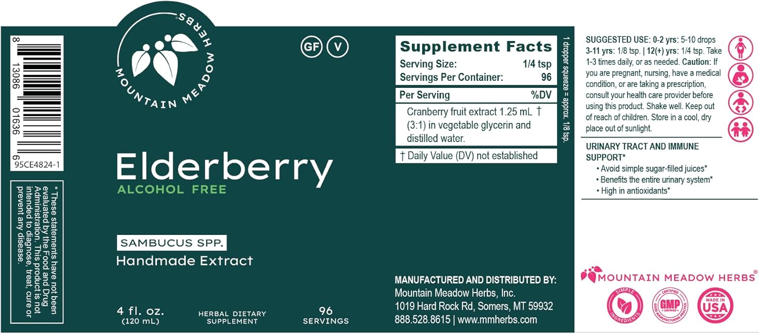 Mountain Meadow Herbs Elderberry Extract | All Natural Immune Booster | Fast-Acting Liquid Concentrate | Promotes Immune System Health | Tincture 4 oz.