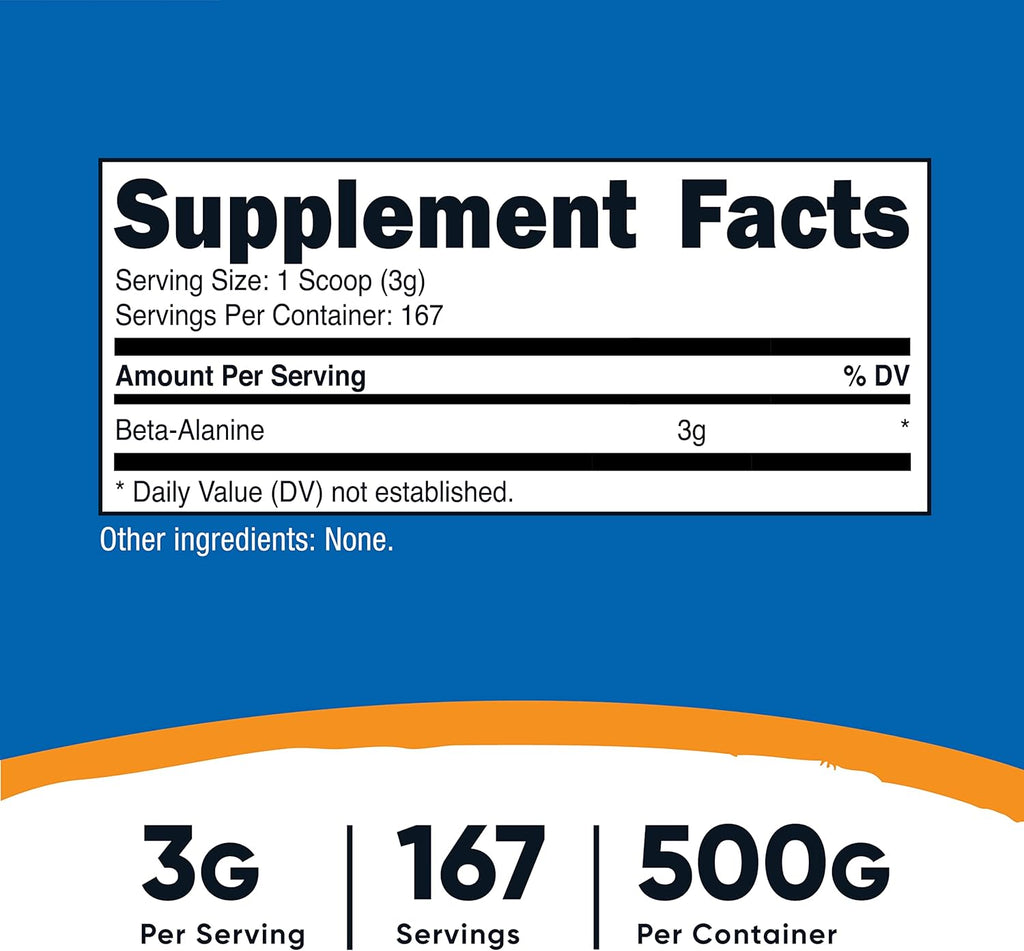 Nutricost Beta Alanine 500 Gram Bottles (2 Pack for 1 KG) - Pure Beta Alanine