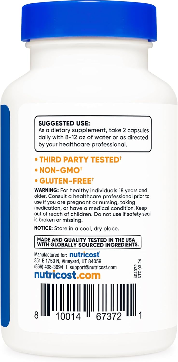 Nutricost Cissus Quadrangularis (1200mg) 120 Capsules - 60 Servings, Gluten Free, Non-GMO, and Vegetarian Friendly