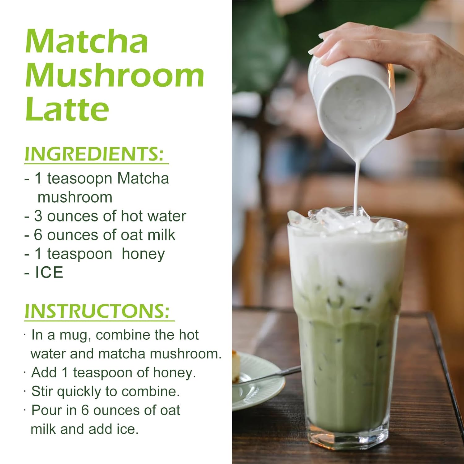 TALCUFON Mushroom Matcha 4.23 Oz, Japanese Ceremonial Matcha Blend 7 Superfood Mushrooms All Natural, Gluten Free, Taste Great Hot or Cold Latte 120G