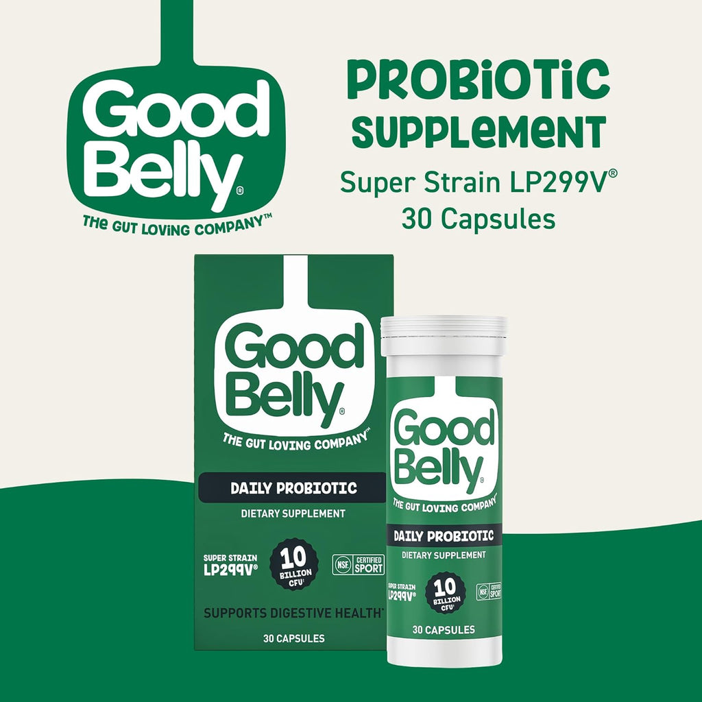 GoodBelly Probiotic Capsules for Digestive Health | Vegan Probiotic Supplement with 10 Billion Live Cultures | Probiotics for Women & Men | 30 Capsules