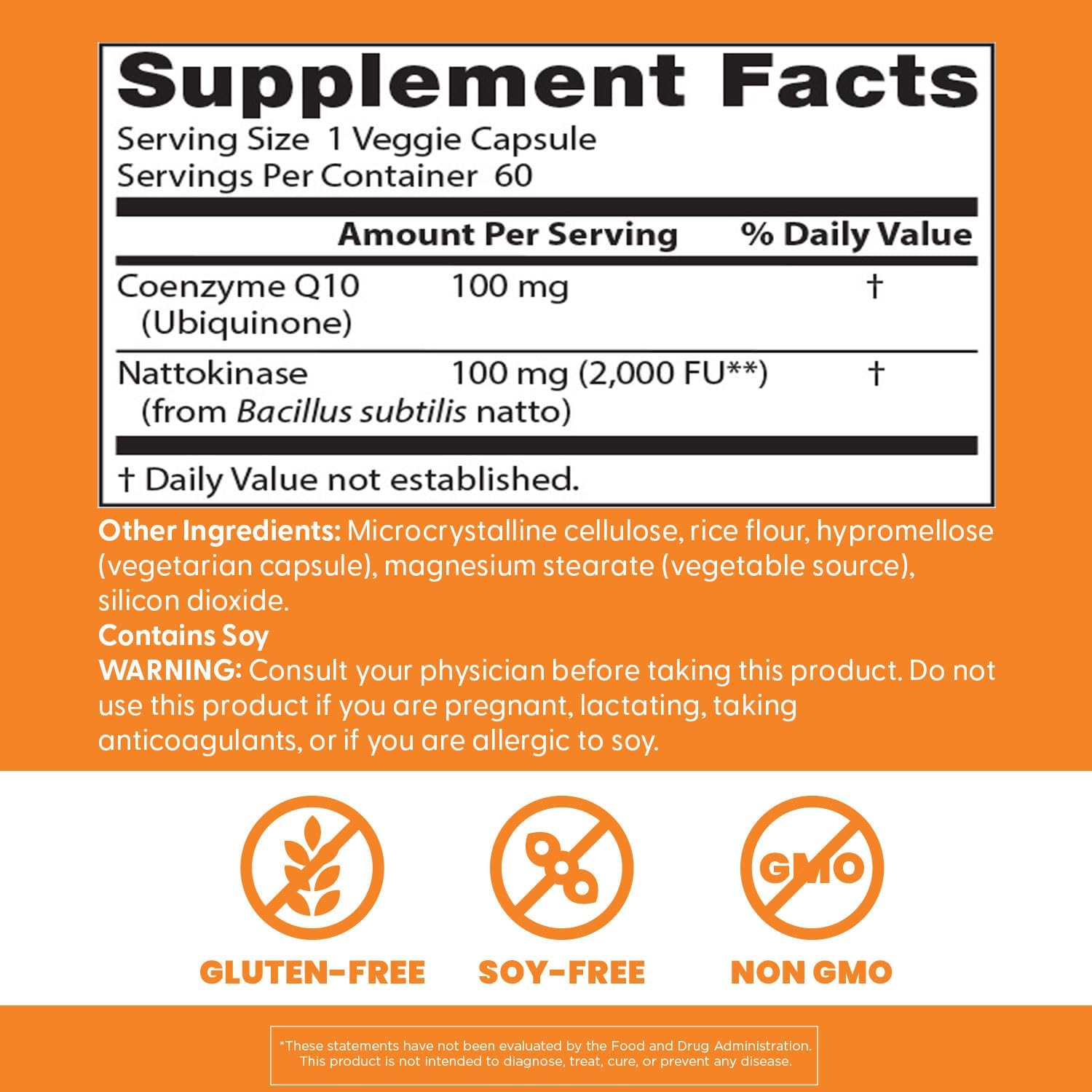 Doctor’s Best CoQ10 100 mg + Nattokinase 2,000FU, Supports Heart & Circulation Support, Non-GMO, Gluten Free, Vegan, 60 Veggie Caps