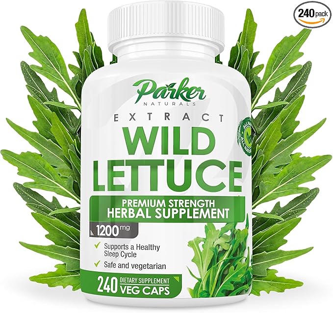 Parker Naturals Wild Lettuce Extract – Herbal Sleep Supplement 1200mg, 4:1 Concentrated, Vegan Capsules, Soothes Discomfort, 120 Servings, 240 Count