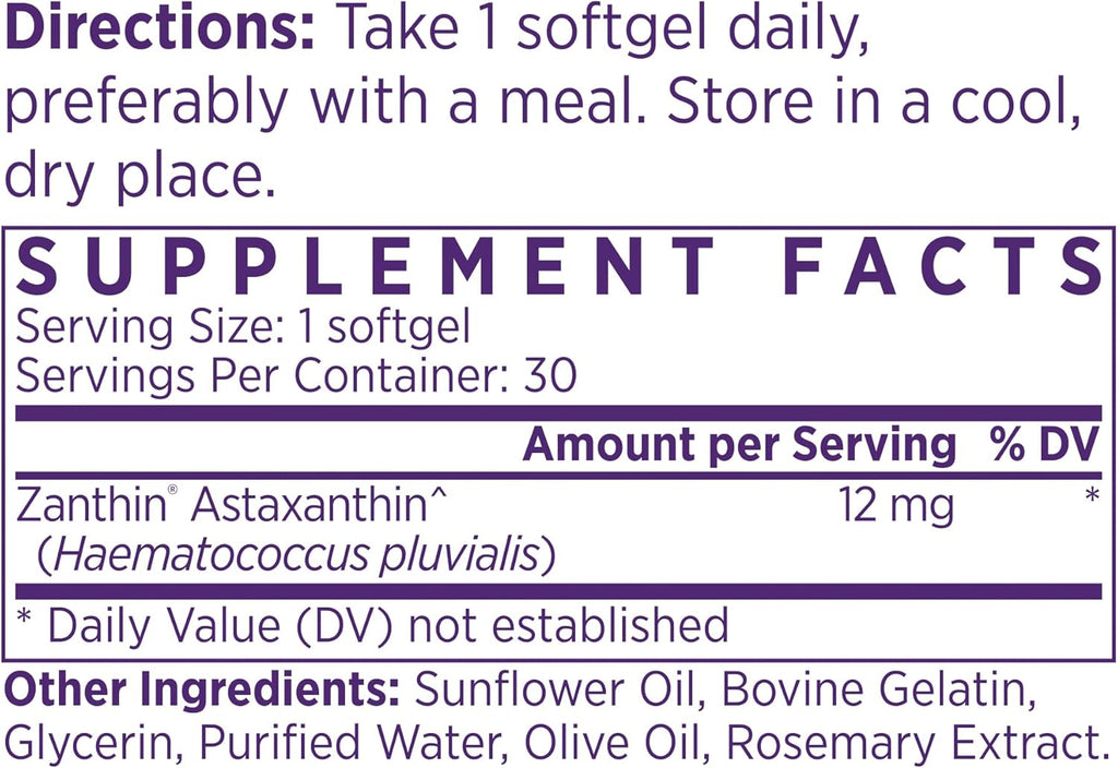 NAOMI Extra Strength Patented Astaxanthin 12mg Supplement from Alaskan Algae - Natural Support for Skin & Eye Health, Joint Support - Non-GMO, Gluten Free, 30 Softgels - 1 Month Supply