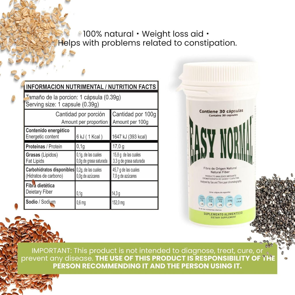 Easy Normal by Easy Figure | Fibra Natural en Cápsulas – Natural Fiber Capsules | 30 Cápsulas | 2 Pack