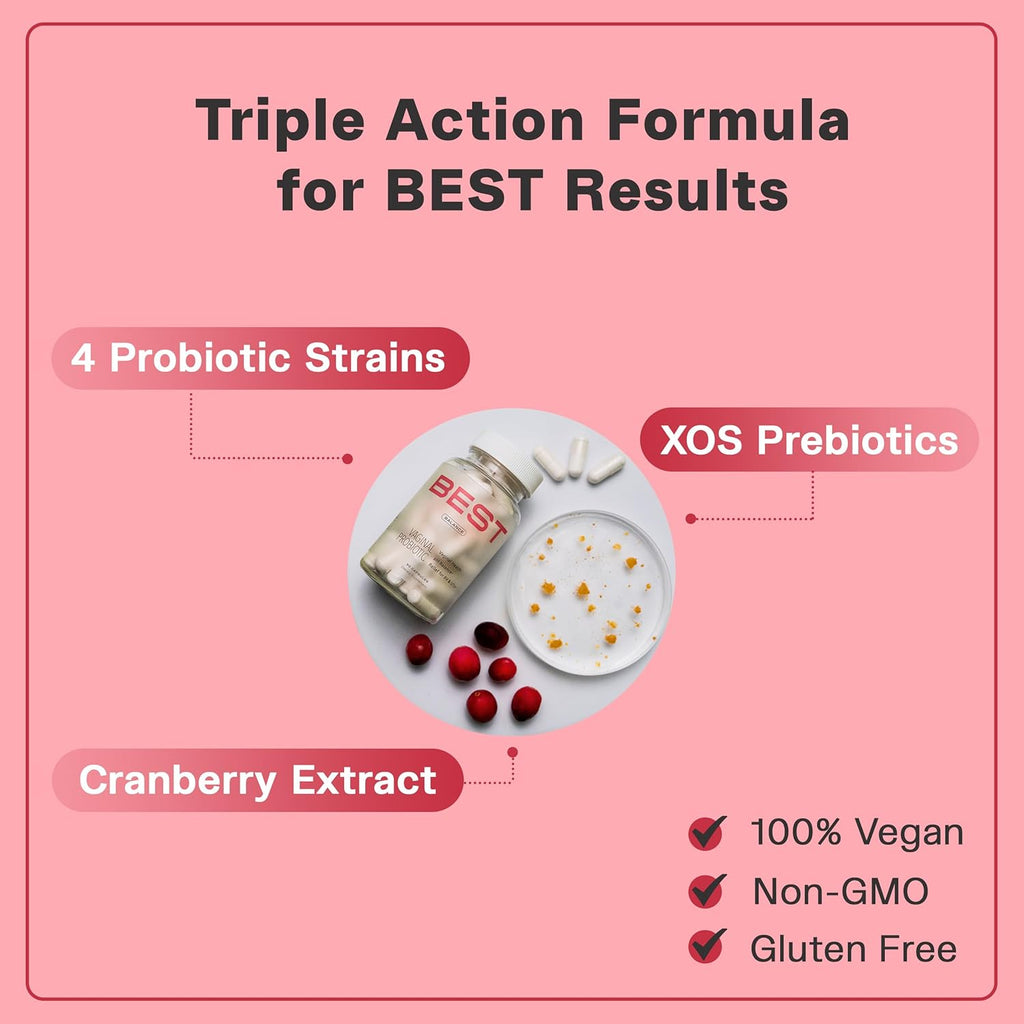 Best Vaginal Probiotics for Women, Probiotics for Women Vaginal Health - pH Balance with 4 Lactobacillus Probiotic for Woman, Urinary Health Support, Clinically Proven Cranberry Blend - 30 Day Dupply