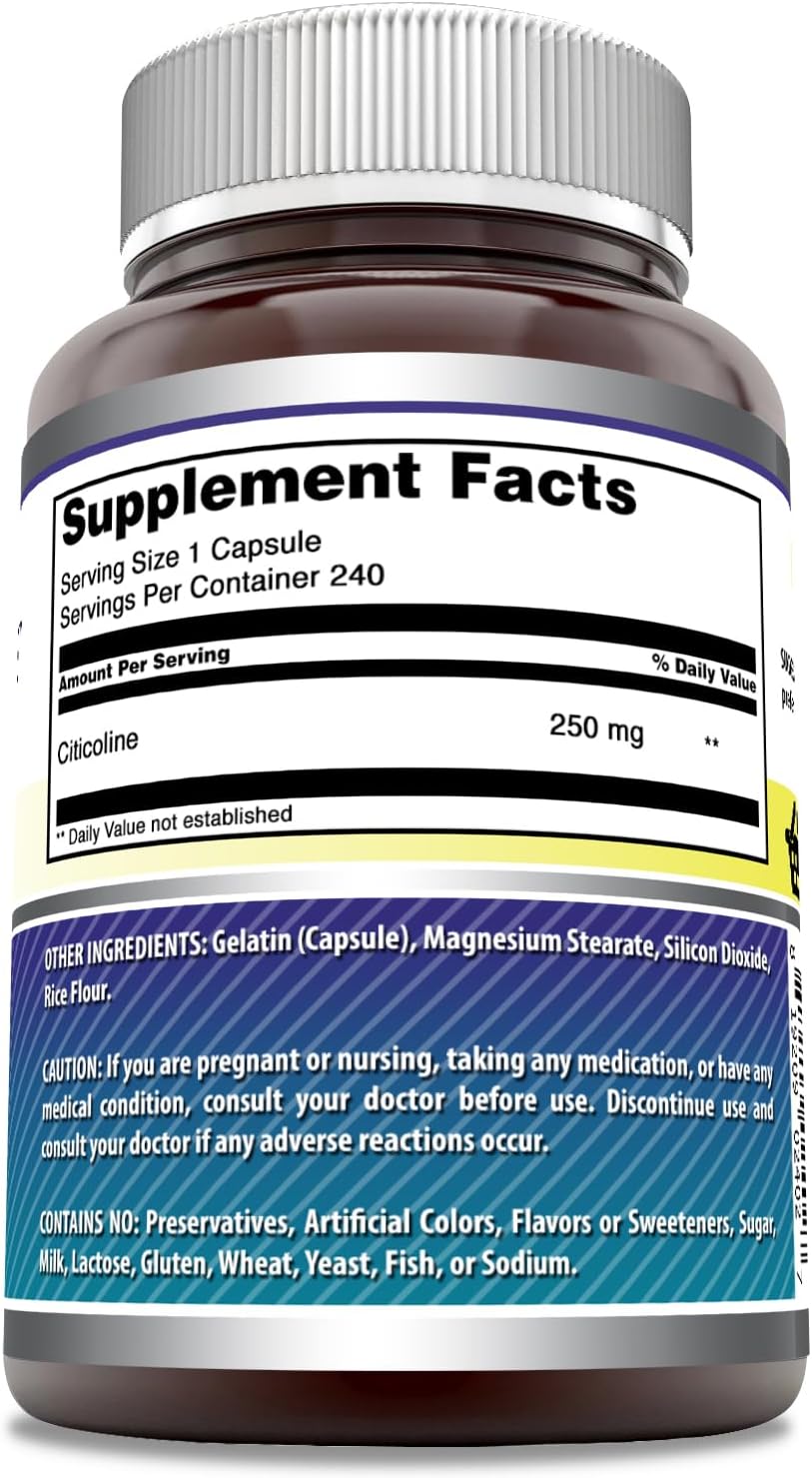 Amazing Formulas Citicoline 250 Mg | Capsules Supplement | Non-GMO | Gluten Free | Made in USA (240 Count)