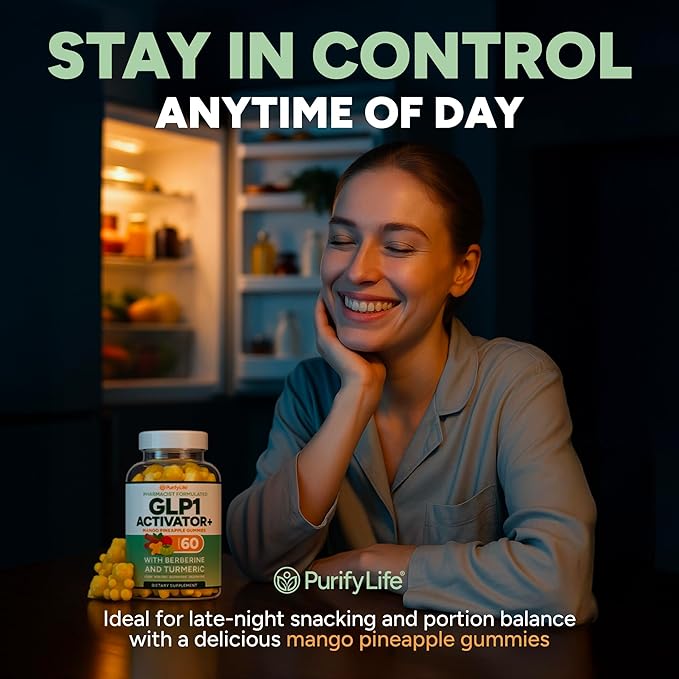 GLP-1 Support Gummies – Sugar-Free Appetite & Craving Control with Berberine, Cinnamon, Turmeric, Garcinia & Raspberry Ketones – Digestion, De-Bloating, Carb Blocker, Vegan, Keto | Diet Kits & Systems