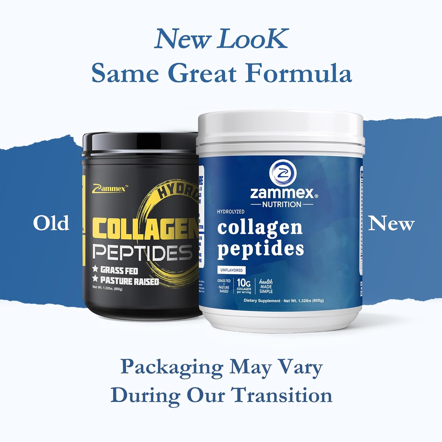 Zammex Premium Collagen Peptides Powder Unflavored,Hydrolyzed Proteins Types I & III, Supports Hair, Skin, Nails, Joints, Grass Fed, Non-GMO, Gluten-Free,Paleo & Keto Friendly,60 Servings