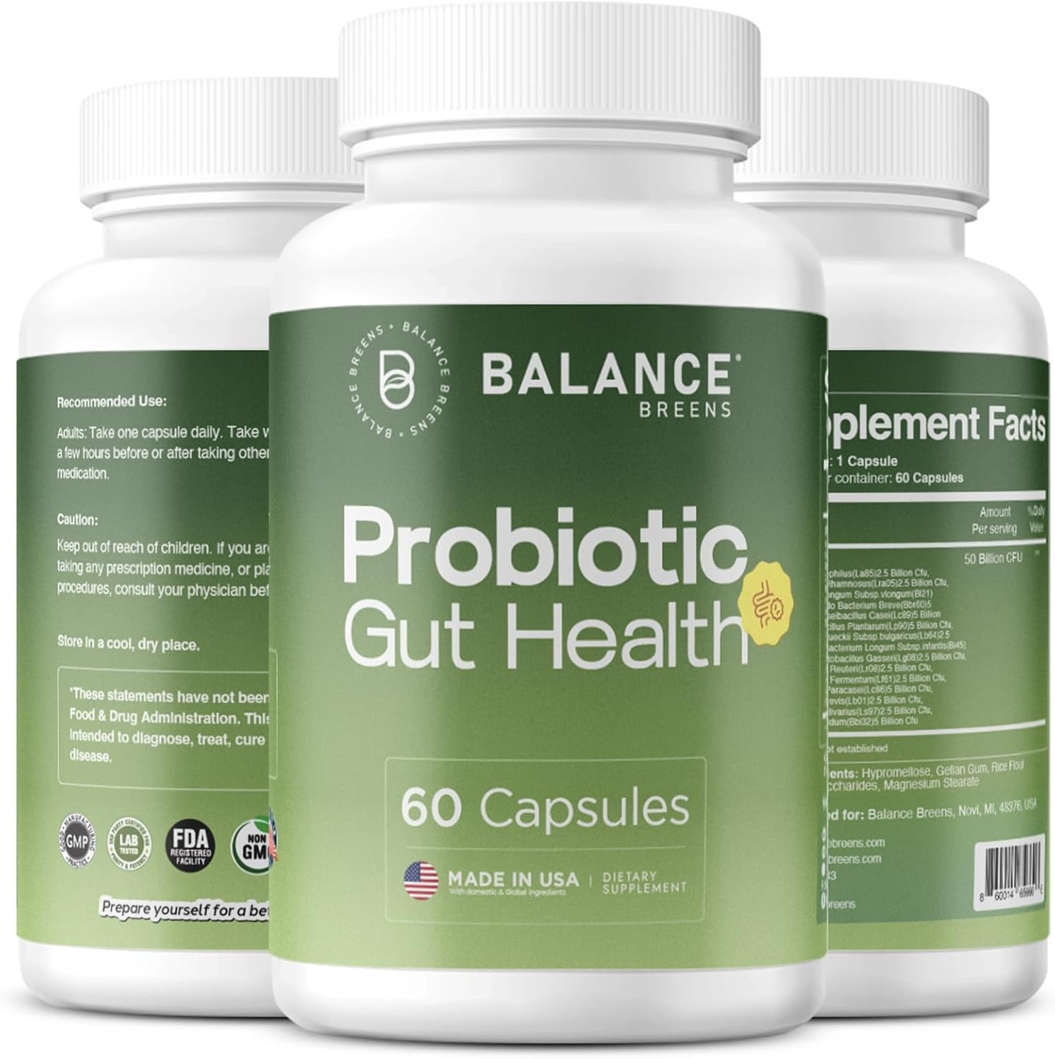 Probiotics 50 Billion CFU, 15 Strain Shelf Stable Formula with Targeted Release Technology, Digestive Health and Immune Support for Busy Professionals, 60 Vegetarian Capsules, 2 Month Supply