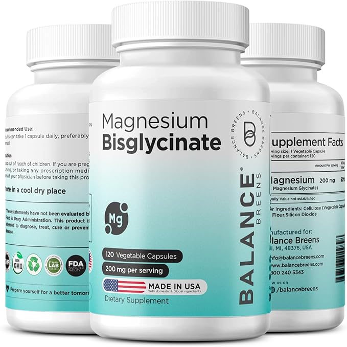 Magnesium Bisglycinate 200mg - High Absorption Chelated Magnesium Supplement - Gentle on Stomach, Non-GMO, Gluten-Free, Supports Sleep, Muscle Cramps & Positive Mood - 120 Vegan Capsules