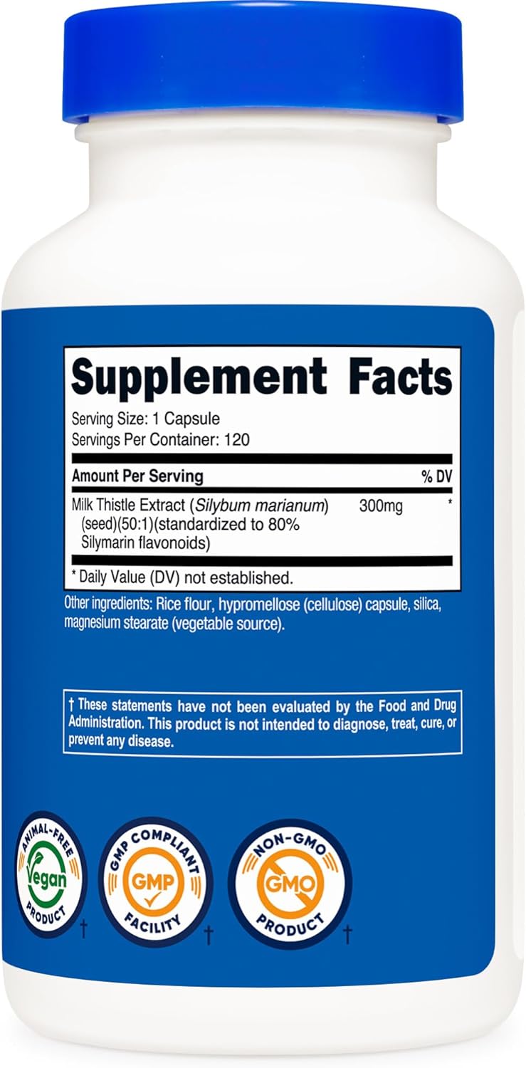 Nutricost Milk Thistle Capsules 300mg, 120 Capsules (80% Silymarin) - Gluten-Free & Non-GMO