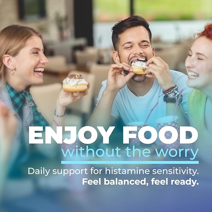 DAO Supplements Histamine Blocker – DAO Enzyme + Diamine Oxidase & Vitamin C for Gut Health & Food Support – 60 Servings - 1 Capsule Before Meals for Histamine Intolerance