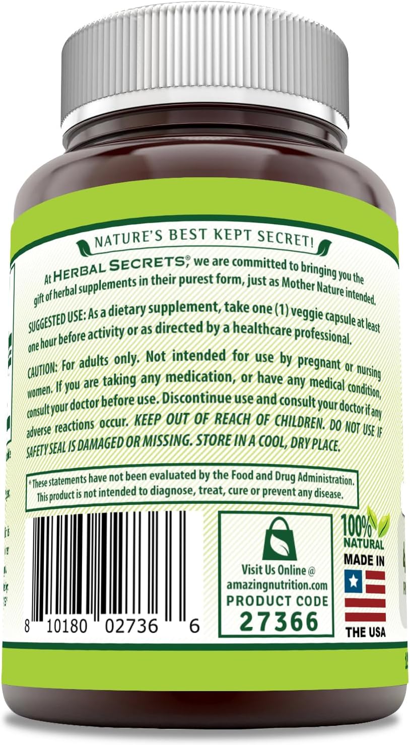 Herbal Secrets Yohimbe Extract 450 mg Supplement | Veggie Capsules | Non-GMO | Gluten Free | Made in USA (1 Pack, 120 Count)