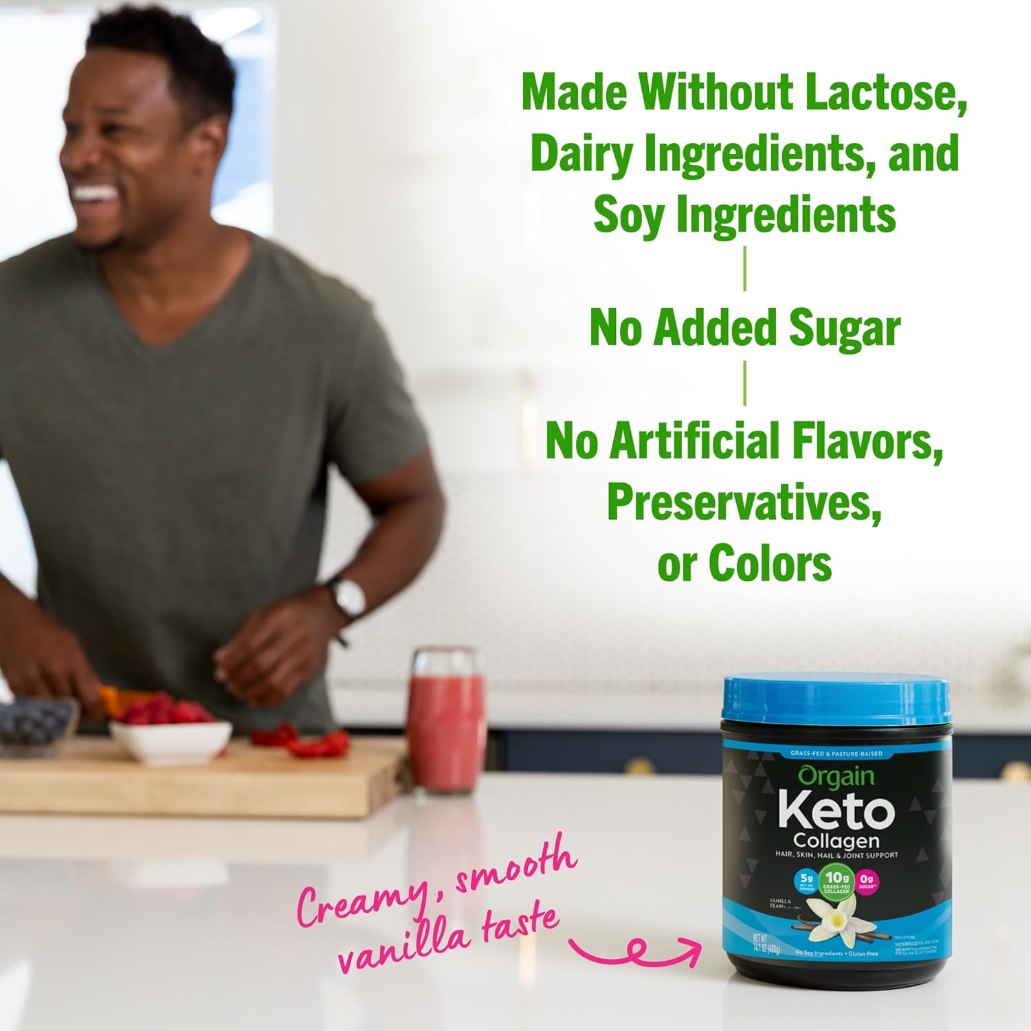 Orgain Keto Collagen Protein Powder with MCT Oil, Vanilla - Paleo Friendly, Grass Fed Hydrolyzed Collagen Peptides Type I and III, Dairy Free, Gluten Free, Soy Free, 0.88 Lb (Packaging May Vary)