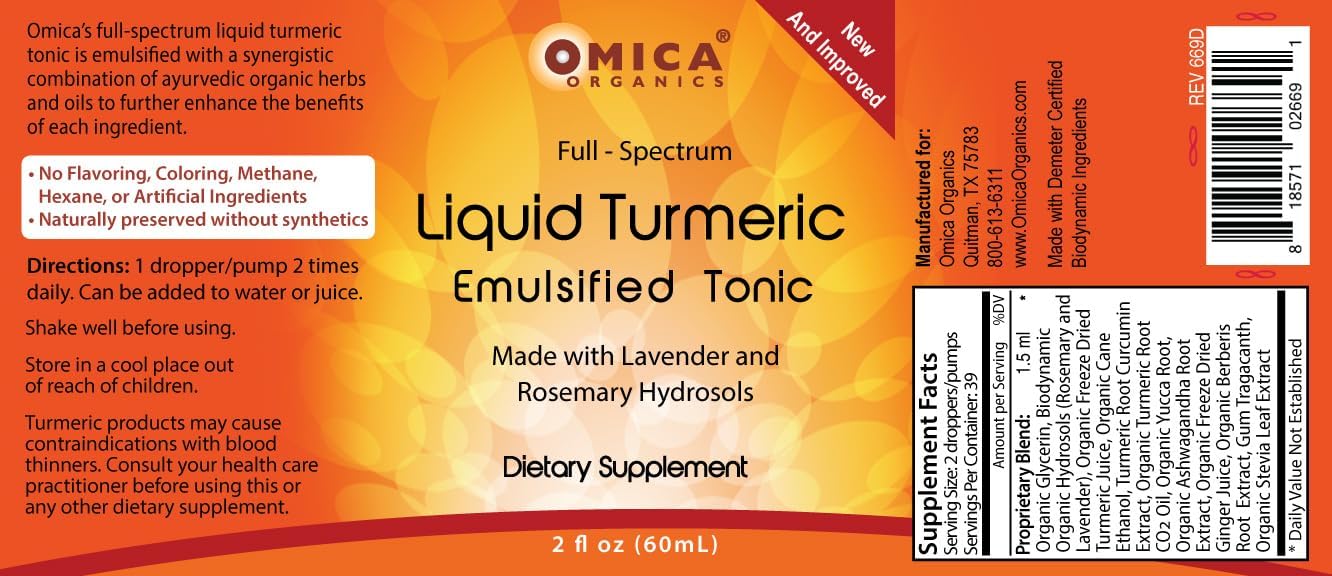 Omica Organics Liquid Turmeric Emulsified Tonic 2 oz