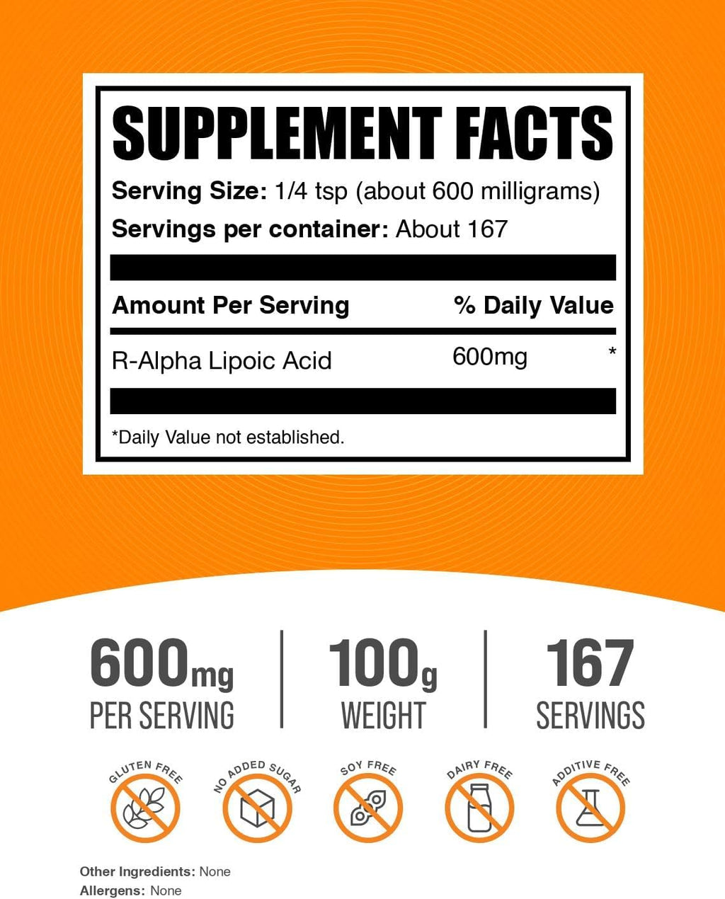 BulkSupplements.com R-Alpha Lipoic Acid Powder - R-ALA Supplement, R Alpha Lipoic Acid 200mg - Antioxidants Supplement, Gluten Free, 200mg per Serving, 100g (3.5 oz) (Pack of 1)