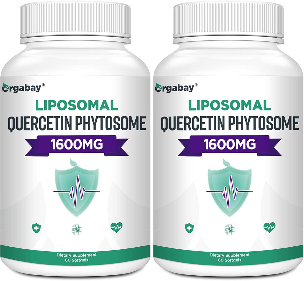 Orgabay Liposomal Quercetin Phytosome 1600 mg,Bromelain 200mg,Zinc 30mg,Vitamin C Turmeric 40 mg,Highest Absorption,Quercetin Complex, 60 Softgels