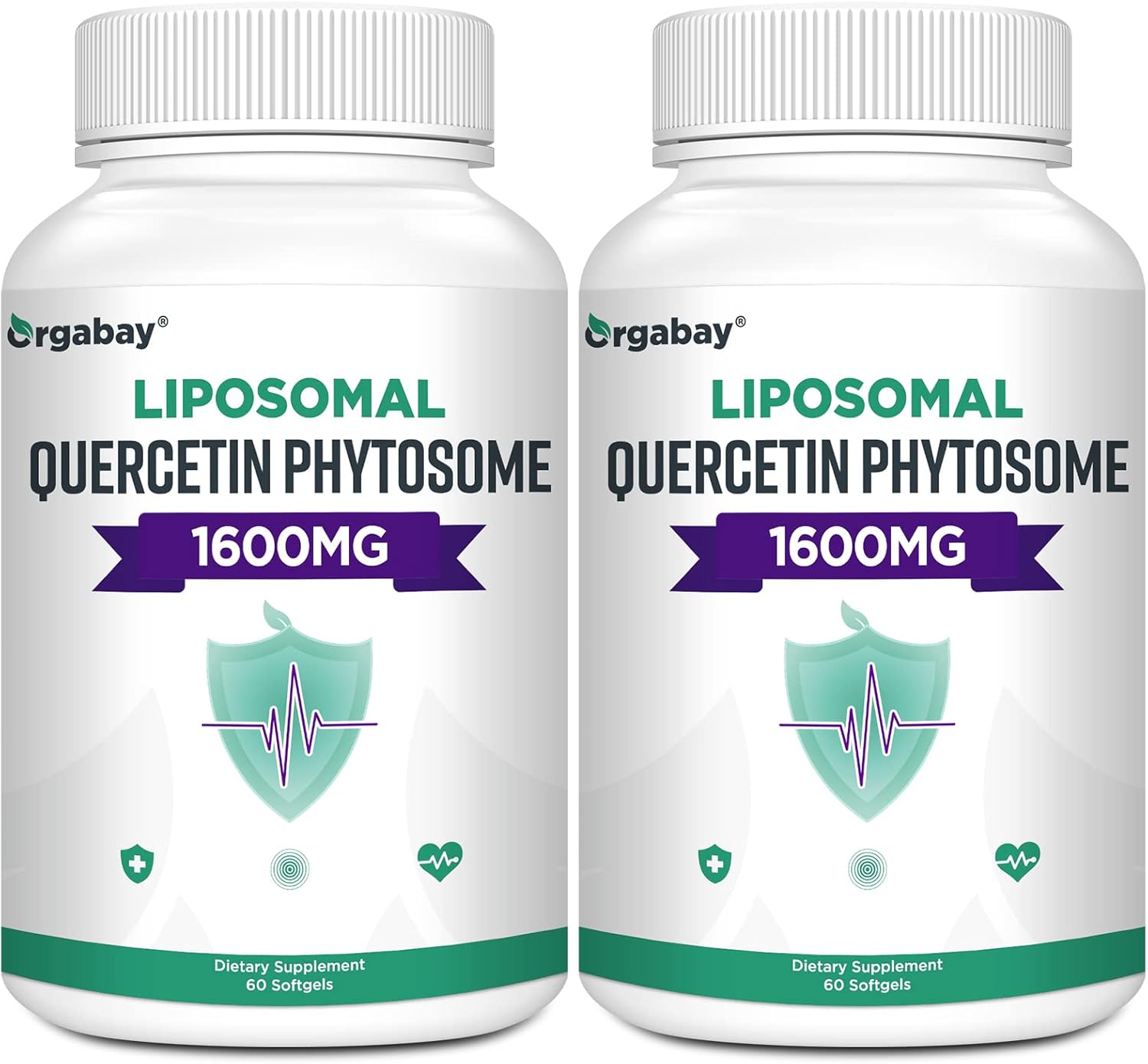 Orgabay Liposomal Quercetin Phytosome 1600 mg,Bromelain 200mg,Zinc 30mg,Vitamin C Turmeric 40 mg,Highest Absorption,Quercetin Complex, 60 Softgels