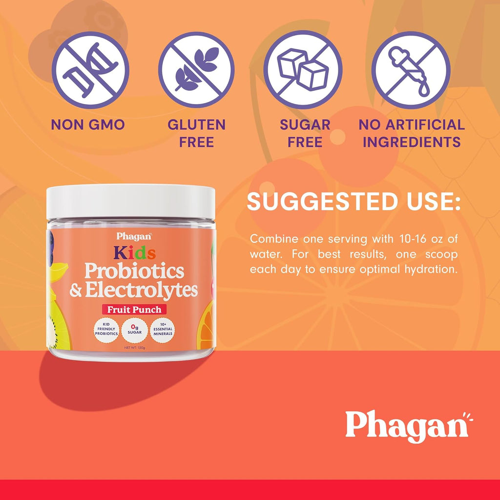 Kids Probiotic and Electrolytes Powder - Electrolyte Powder for Hydration, Digestive and Immune Support - Probiotics with Essential Minerals - Electrolytes Powder No Sugar for Active Kids
